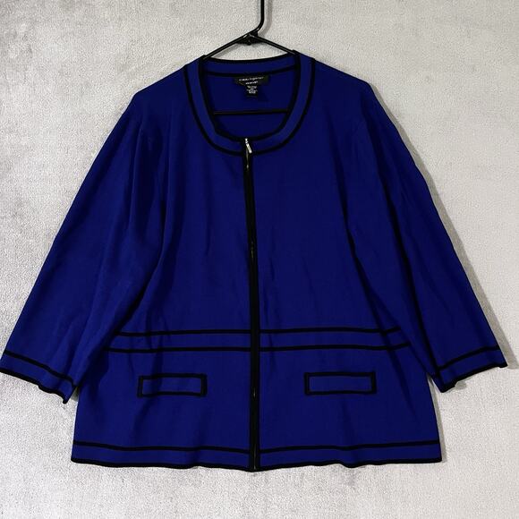 Cable & Gauge Royal Blue Zip Top Womens Plus Size 3X Career Viscose Nylon - Picture 1 of 11